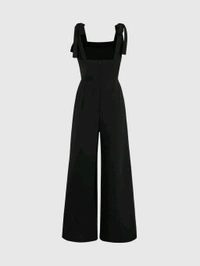 Womens Jumpsuit Tie Shoulder Wide Leg Cami Jumpsuit Zipper High Waist Casual Romper

 - Black, XL