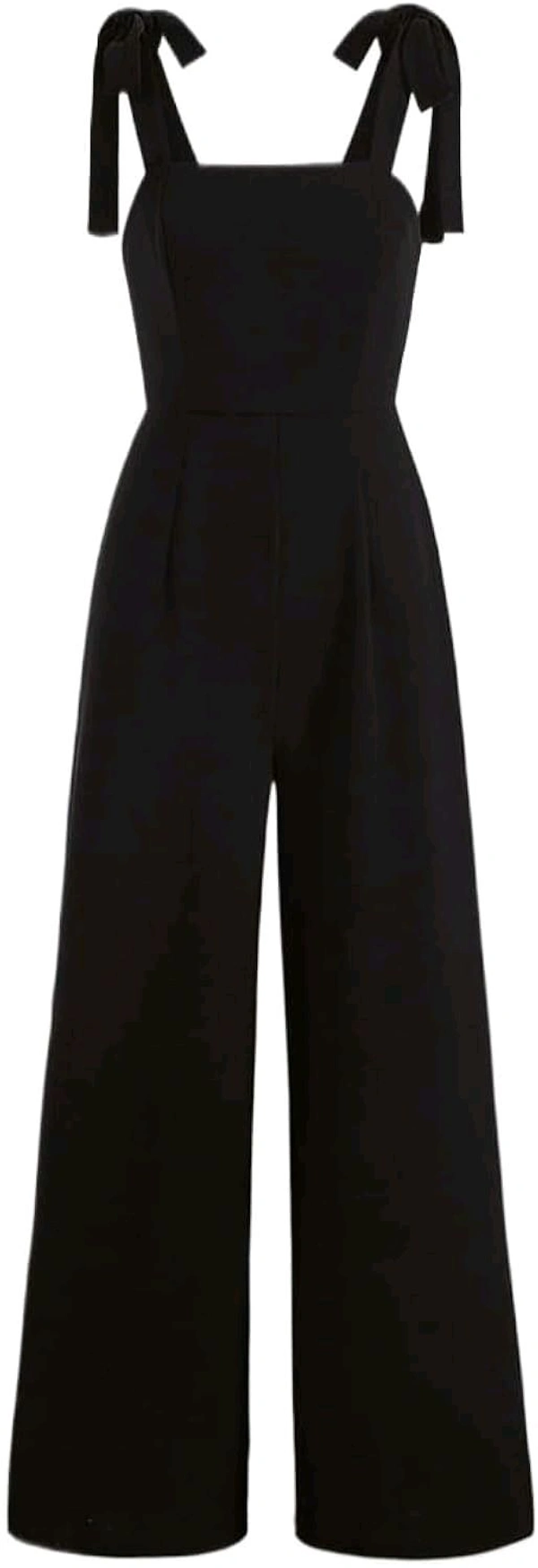 Womens Jumpsuit Tie Shoulder Wide Leg Cami Jumpsuit Zipper High Waist Casual Romper

 - Black, XXL