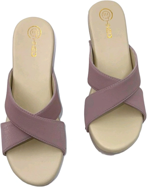 Leather Wedge Heels for Women & Girls | Fancy & Stylish Heel sandals |Extra Cushioning & Comfortable, Fashionable, Light Weight, Vegan, Fashion Heel Sandal for Girls, Causal wear - Zambezi, IND-4