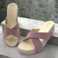 Leather Wedge Heels for Women & Girls | Fancy & Stylish Heel sandals |Extra Cushioning & Comfortable, Fashionable, Light Weight, Vegan, Fashion Heel Sandal for Girls, Causal wear - Zambezi, IND-4