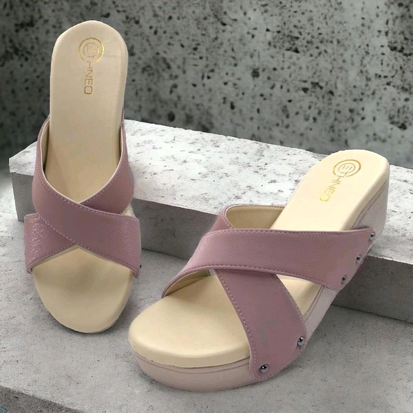 Leather Wedge Heels for Women & Girls | Fancy & Stylish Heel sandals |Extra Cushioning & Comfortable, Fashionable, Light Weight, Vegan, Fashion Heel Sandal for Girls, Causal wear - Zambezi, IND-4
