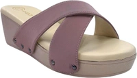 Leather Wedge Heels for Women & Girls | Fancy & Stylish Heel sandals |Extra Cushioning & Comfortable, Fashionable, Light Weight, Vegan, Fashion Heel Sandal for Girls, Causal wear - Zambezi, IND-4