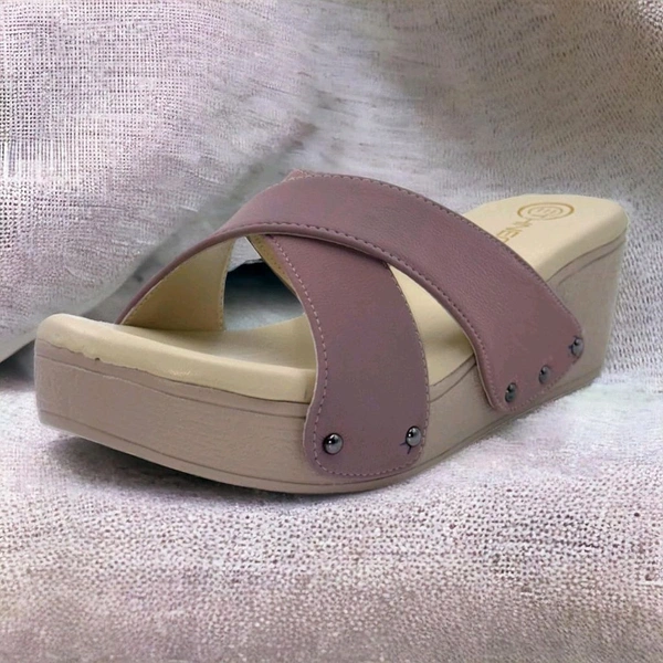 Leather Wedge Heels for Women & Girls | Fancy & Stylish Heel sandals |Extra Cushioning & Comfortable, Fashionable, Light Weight, Vegan, Fashion Heel Sandal for Girls, Causal wear - Zambezi, IND-4