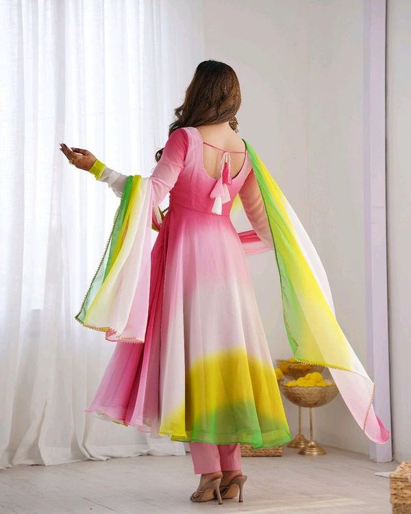 Multi Color Georgette Anarkali With Lace Dupatta Padding Color Anarkali
 - Kobi, S