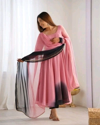 Multi Color Georgette Anarkali With Lace Dupatta Padding Color Anarkali
 - Turkish Ros, L