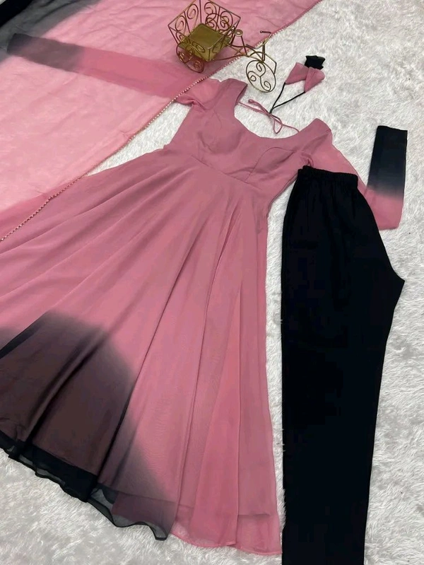 Multi Color Georgette Anarkali With Lace Dupatta Padding Color Anarkali
 - Turkish Ros, M