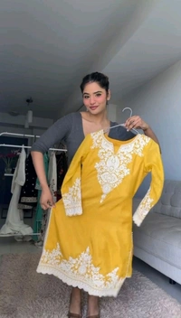 Beautiful Yellow Color Chinnon Silk thread With Sequence Sharara Suit
 - Buddha Gold, M