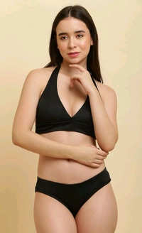 Women Two Piece Cuba Swimwear Bikini Set - Black, XXL