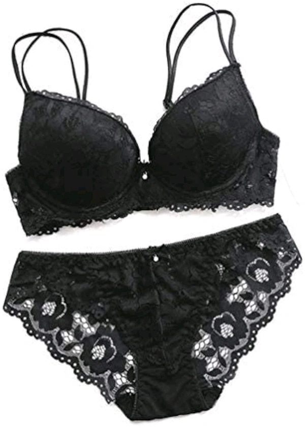 Premium Women's Padded Bra Penty Set | Net Fabric Padded Underwire Undergarments Set Lingerie | Push-Up Underbody Polyamide Set for Women - Black, 30A