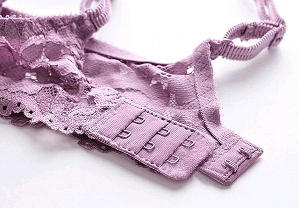 Premium Women's Padded Bra Penty Set | Net Fabric Padded Underwire Undergarments Set Lingerie | Push-Up Underbody Polyamide Set for Women - Purple, 36A