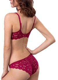 Premium Women's Padded Bra Penty Set | Net Fabric Padded Underwire Undergarments Set Lingerie | Push-Up Underbody Polyamide Set for Women - Maroon, 34A