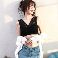 Women's Padded, Non-Wired, Full Coverage Lace Bra - Black, Free Size