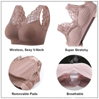Women's Padded, Non-Wired, Full Coverage Lace Bra - Dusty Gray, 32C