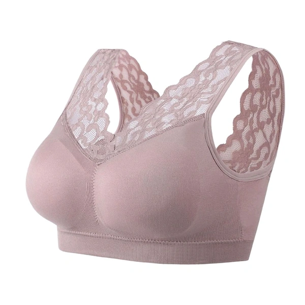 Women's Padded, Non-Wired, Full Coverage Lace Bra - Dusty Gray, 34B