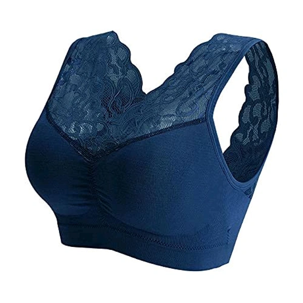 Women's Padded, Non-Wired, Full Coverage Lace Bra - Blue Zodiac, M