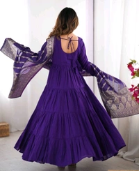Pista Silk Gown With Jacquard Banarasi Dupatta - Daisy Bush, XXL