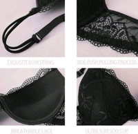 Bra & Panty Set Embroidered Black Lingerie Set - Black, 28B