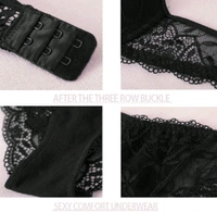 Bra & Panty Set Embroidered Black Lingerie Set - Black, 28B