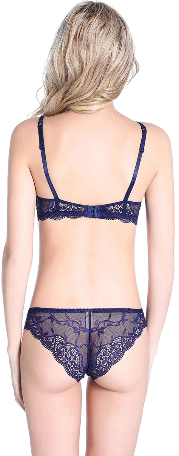 Bra & Panty Set Embroidered Black Lingerie Set - Mirage, 36B