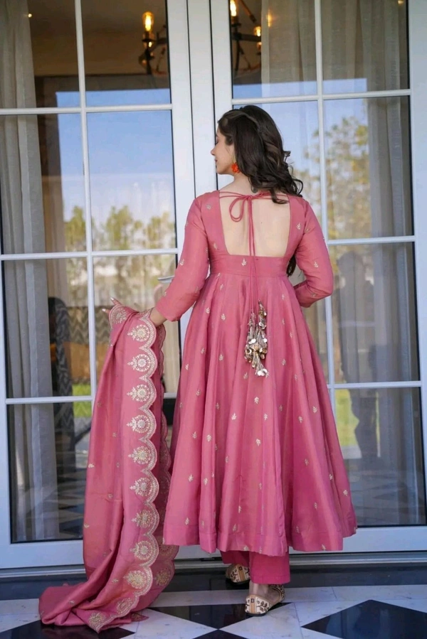 Women's Designer Soft Bandhani Anarkali Styles Salwar Suit
 - Darty pink, XXL