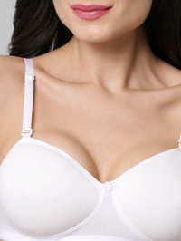 SDROSE Women's Cotton Lightly Padded Full Coverage Non-Wired T-Shirt White Color Bra Pack of 1
 - White, 34A