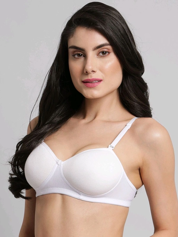 SDROSE Women's Cotton Lightly Padded Full Coverage Non-Wired T-Shirt White Color Bra Pack of 1
 - White, 38A