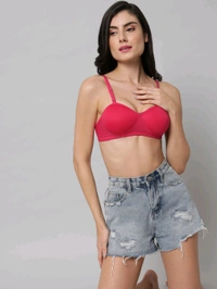 SDROSE Women's Cotton Lightly Padded Full Coverage Non-Wired T-Shirt White Color Bra Pack of 1
 - Bright Maroon, 34A