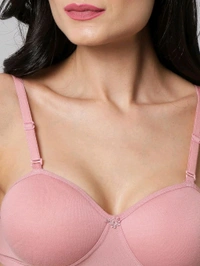 SDROSE Women's Cotton Lightly Padded Full Coverage Non-Wired T-Shirt White Color Bra Pack of 1
 - Pink Rose, 30A