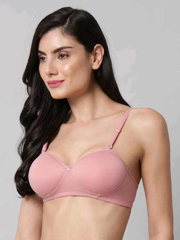 SDROSE Women's Cotton Lightly Padded Full Coverage Non-Wired T-Shirt White Color Bra Pack of 1
 - Pink Rose, 38A