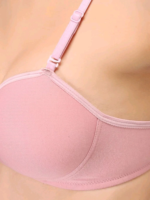 SDROSE Women's Cotton Lightly Padded Full Coverage Non-Wired T-Shirt White Color Bra Pack of 1
 - Pink Rose, 38A