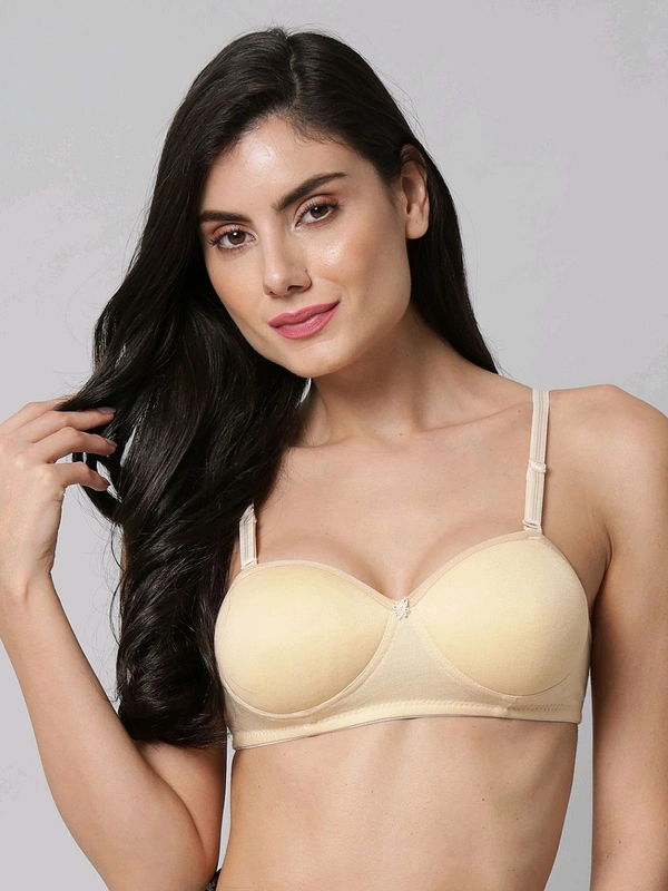 SDROSE Women's Cotton Lightly Padded Full Coverage Non-Wired T-Shirt White Color Bra Pack of 1
 - white Rock, 34A