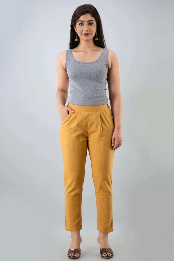 Women Relaxed Brown Pure Cotton Trousers - Coffee, 32