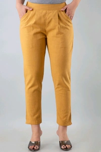 Women Relaxed Brown Pure Cotton Trousers - Coffee, 32