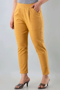 Women Relaxed Brown Pure Cotton Trousers - Coffee, 32