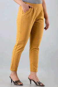 Women Relaxed Brown Pure Cotton Trousers - Coffee, 32