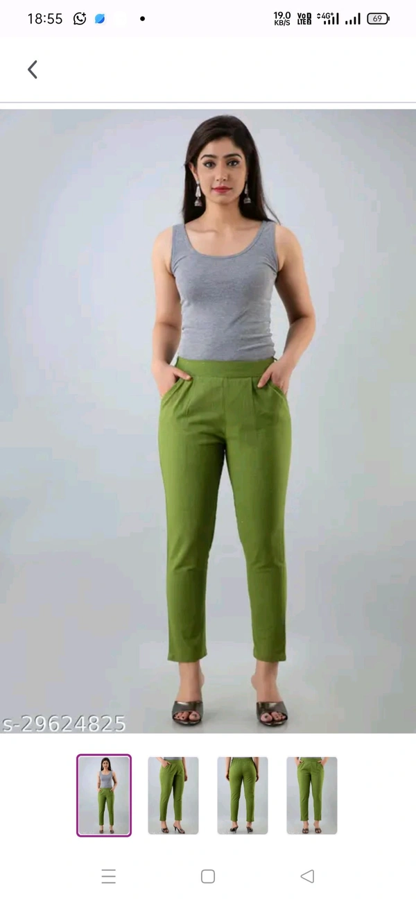 Women Relaxed Brown Pure Cotton Trousers - Green, 32