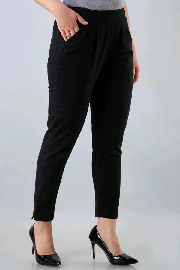 Women Relaxed Brown Pure Cotton Trousers - Black, 36