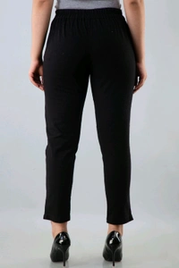 Women Relaxed Brown Pure Cotton Trousers - Black, 36