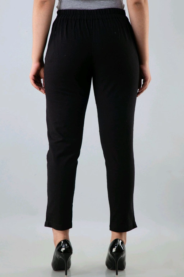 Women Relaxed Brown Pure Cotton Trousers - Black, 36