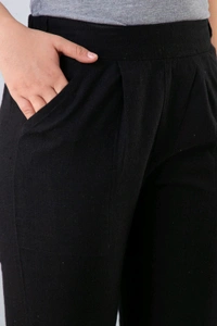 Women Relaxed Brown Pure Cotton Trousers - Black, 36