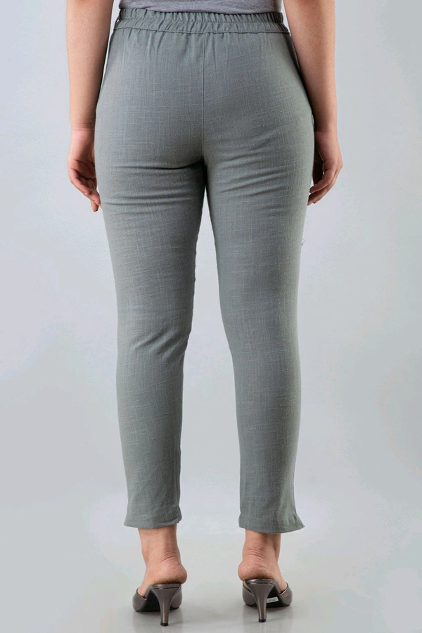 Women Relaxed Brown Pure Cotton Trousers - Grey, 38