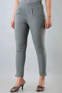 Women Relaxed Brown Pure Cotton Trousers - Grey, 38