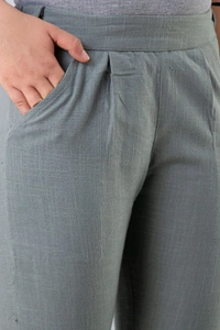 Women Relaxed Brown Pure Cotton Trousers - Grey, 38
