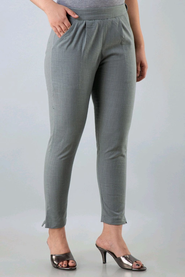 Women Relaxed Brown Pure Cotton Trousers - Grey, 38