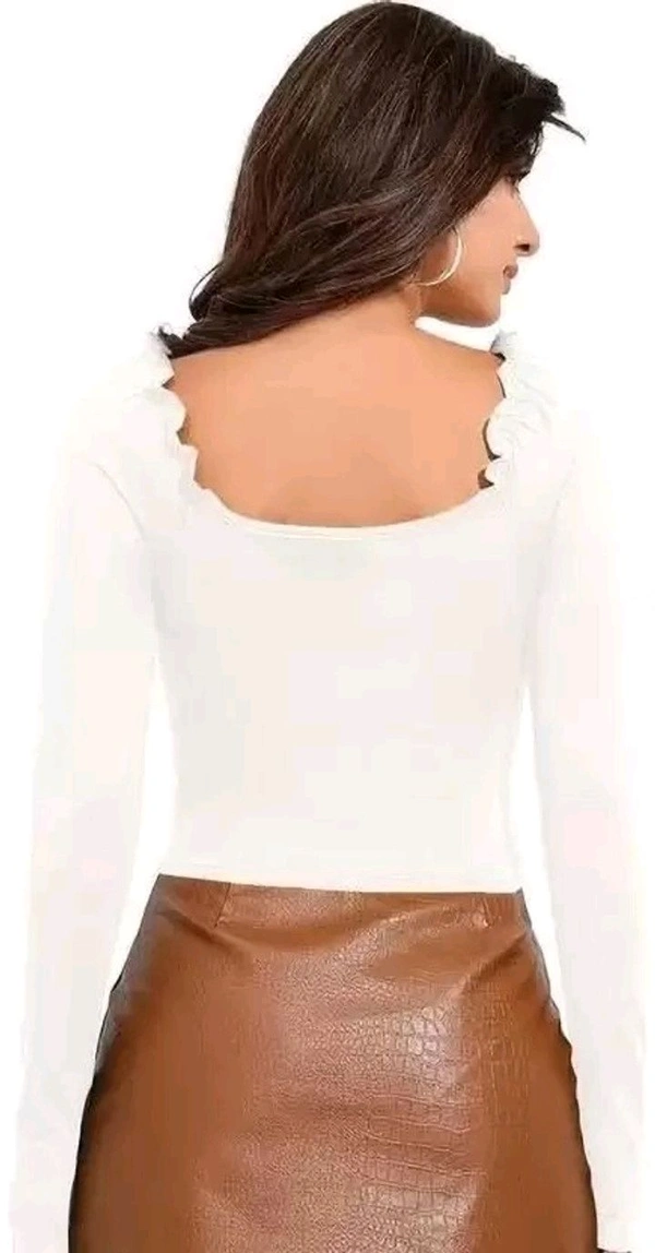 Casual Regular Sleeves Solid Women White Top
 - White, S