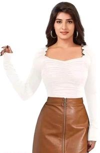 Casual Regular Sleeves Solid Women White Top
 - White, S