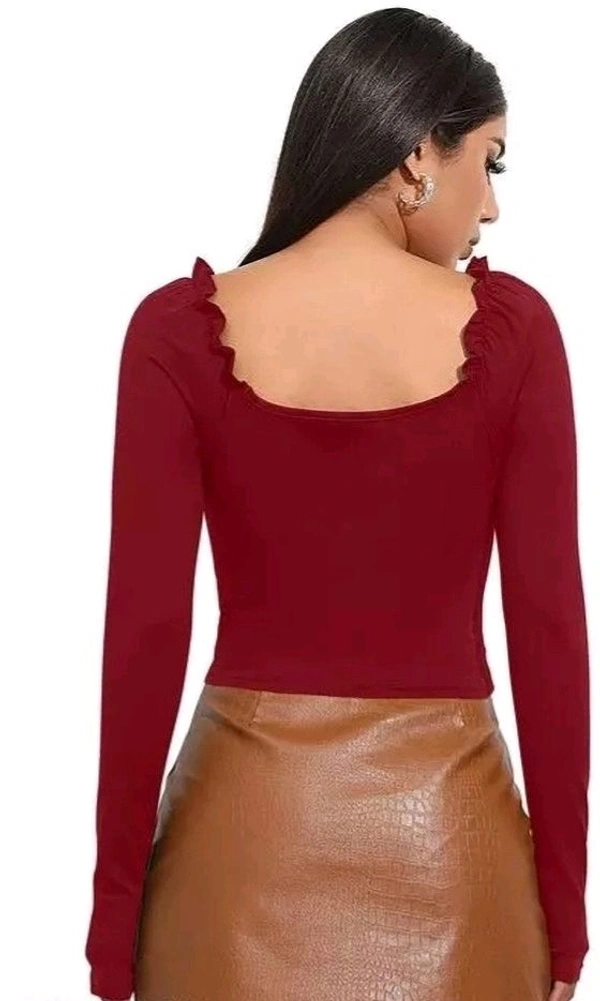 Casual Regular Sleeves Solid Women White Top
 - Maroon, S