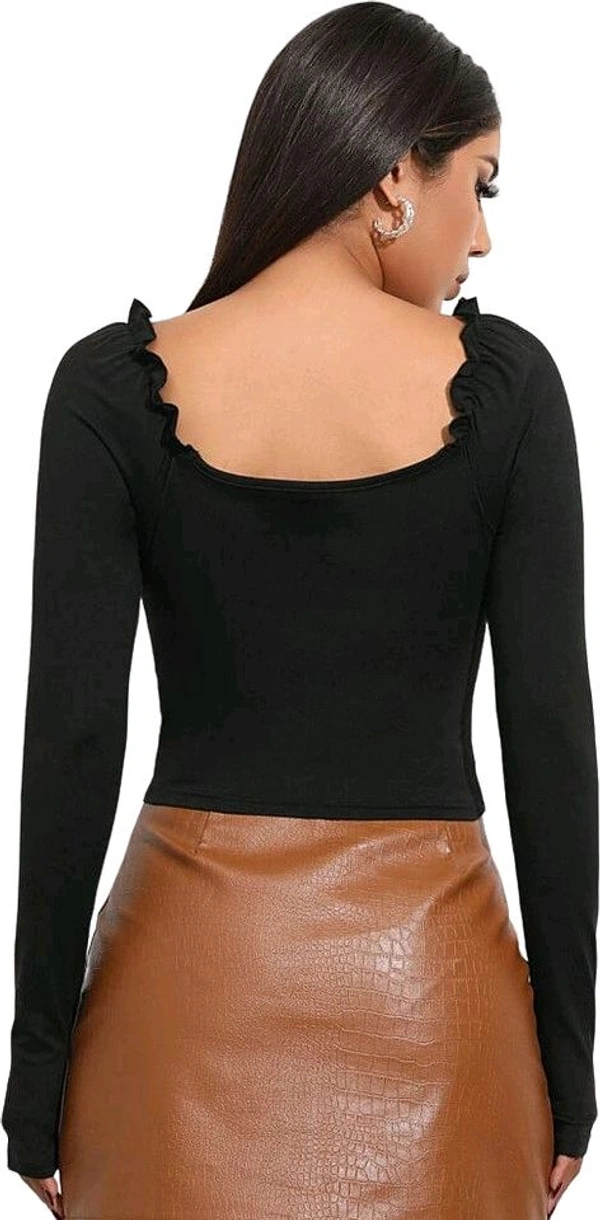 Casual Regular Sleeves Solid Women White Top
 - Black, XL