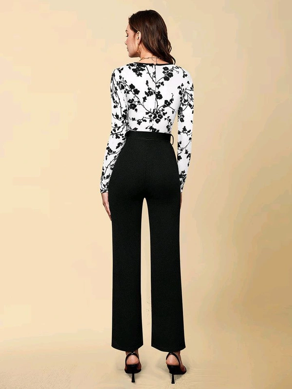 Printed women jumpsuit  - White, XL