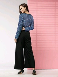 Printed women jumpsuit  - Dark grey blue, L